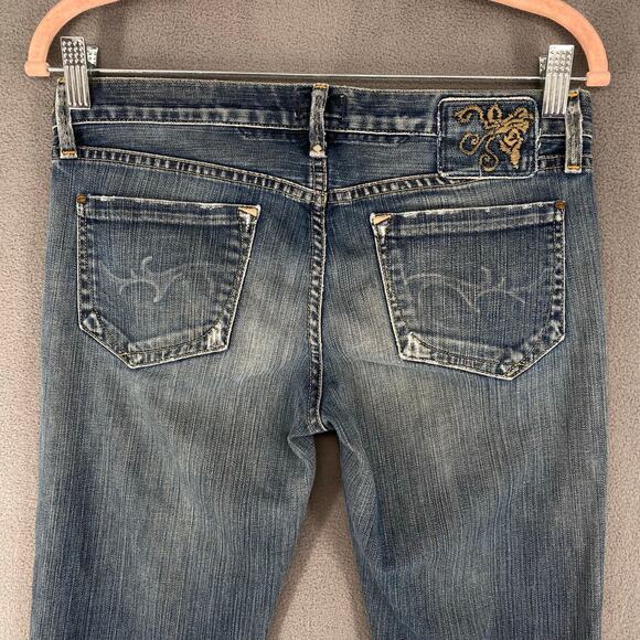 Vintage Y2K 00s Gold Sign Passion Low Rise Bootcut Flare Jean 28 Blue USA Made - Picture 7 of 16